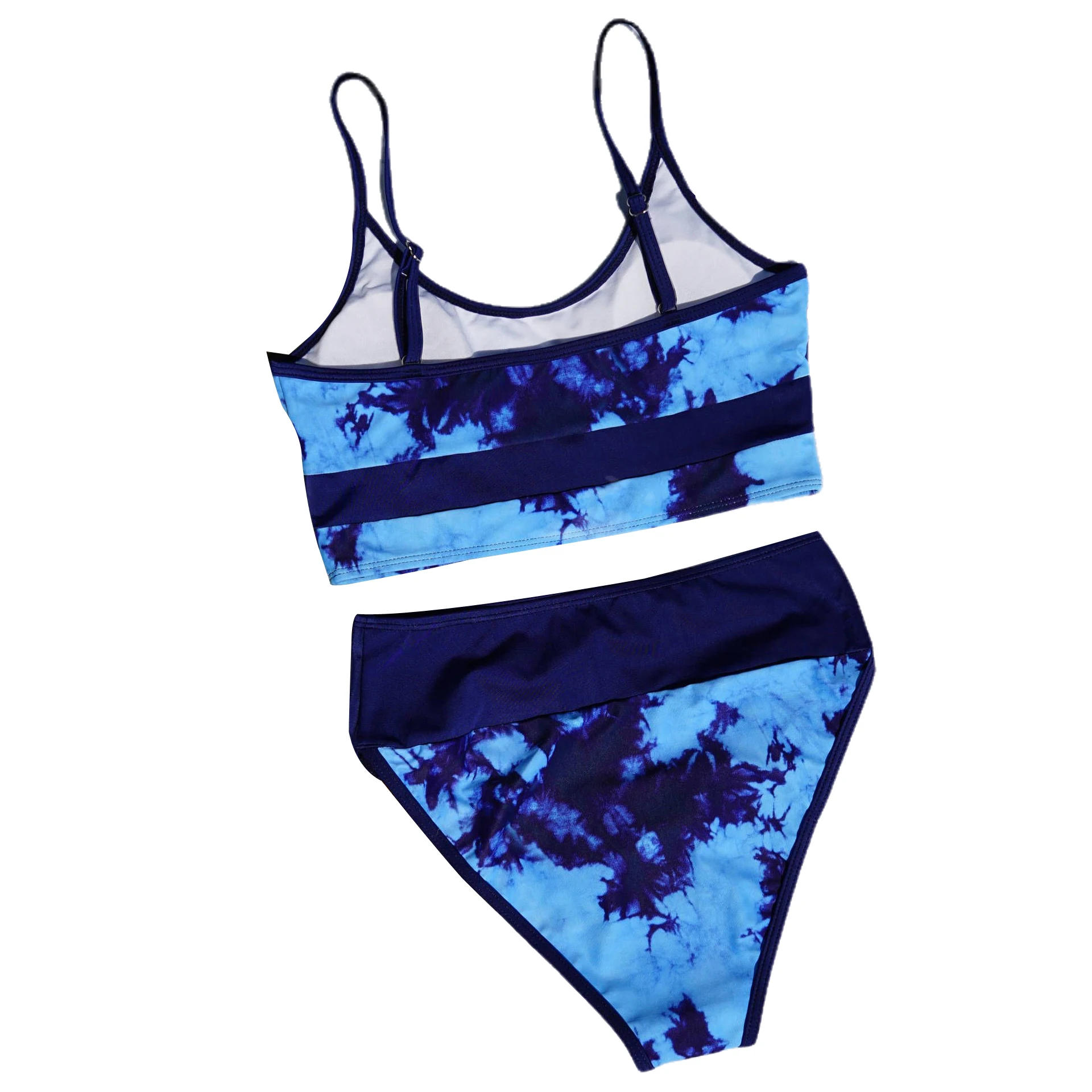

Women's Sexy Swimsuit Two Piece Sexy Tie-dye Print Stitching Bikini Bathing Suit with Chest Pad Woman Swimming Costume