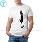 Футболка с забавным котом, черная футболка с надписью Keep On, Мужская футболка с короткими рукавами, Веселая футболка с рисунком размера плюс