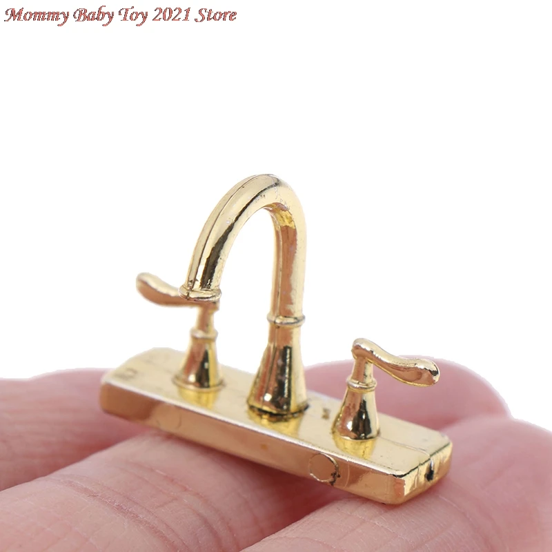 

1/2Pcs 1:12 Miniature Metal Water Tap Faucet Dollhouse Bathroom Accessories Dollhouse Miniature Faucet for DollHouse Decoration