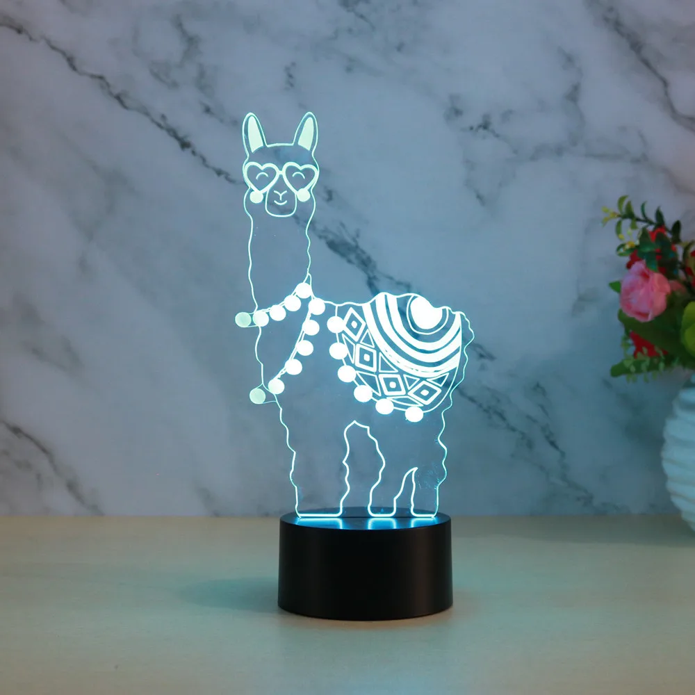 

3D LED Night Lights Alpaca With 7 Colors Light For Home Decoration Lamp Amazing Visualization Optical Illusion Llama