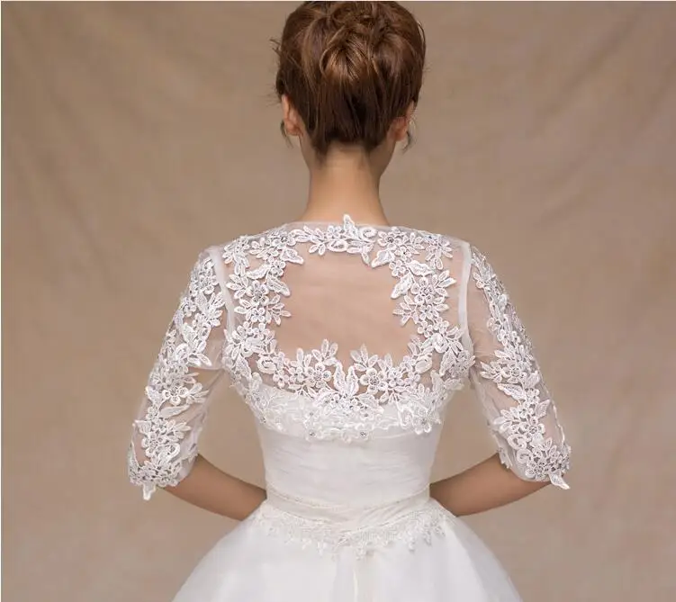 Элегантное женское 2020 сексуальное Белое свадебное болеро из тюля с рукавом 3/4 и
