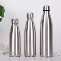 portable sports water bottle food grade stainless steel single wall leakproof vacuum cup hot cold water bottle 5007501000ml