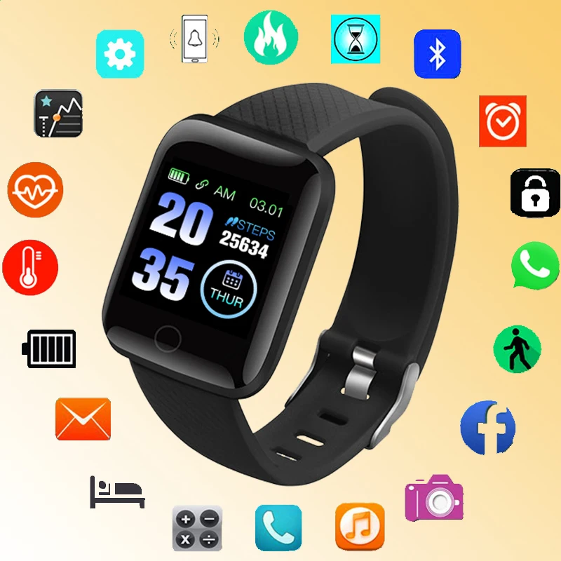 

Digital Smart Sport Watch 116 Plus Color Screen Heart Rate Blood Pressure Bluetooth Monitoring Smartwatch In stock Dropshipping