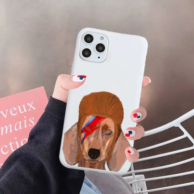 

Dachshund Sausage Dog cute cartoon animal luxury Phone Case Candy Color for iPhone 6 7 8 11 12 s mini pro X XS XR MAX Plus