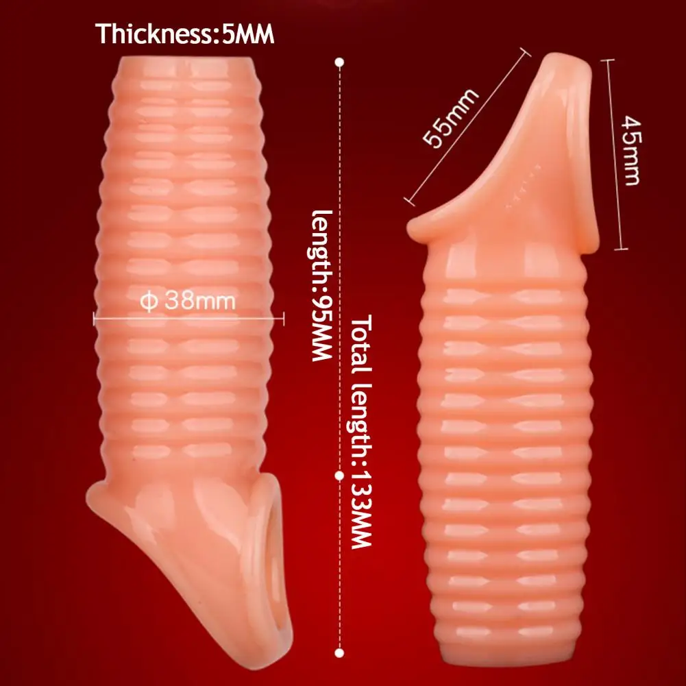 Мужской презерватив с задержкой эрекции для увеличения пениса резьбой