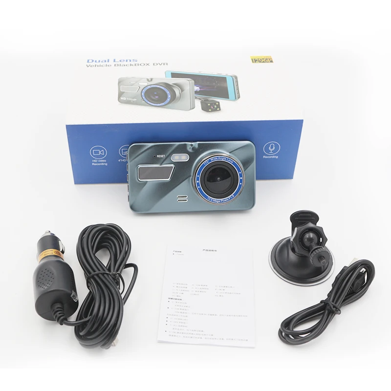 4 дюйма полный сенсорный Экран Dash cam Hd 1080p передние и задние двойные Запись