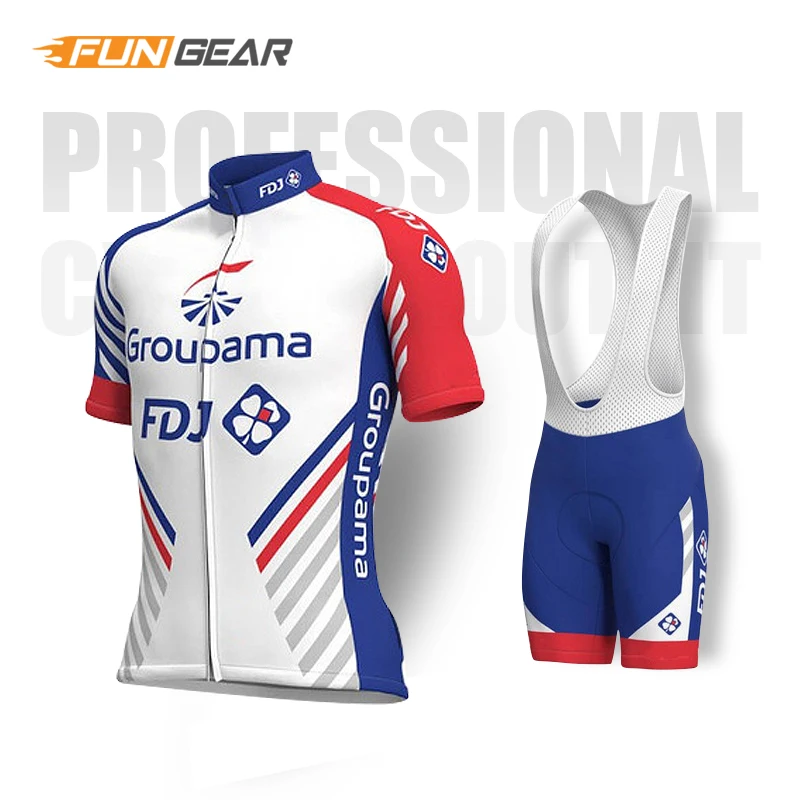 Bib Cycling Set FDJ Pro Team одежда с короткими рукавами Велоспорт Джерси набор мужской велосипедный Костюм MTB гоночная одежда летняя дышащая быстросохнущая одежда - Цвет: Bib Cycling Set