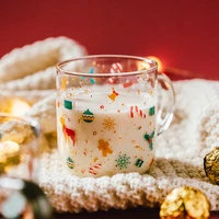 450ml creative christmas panda glass mug with handle breakfast mlik coffe mugs juice tea cup drinkware holiday gift
