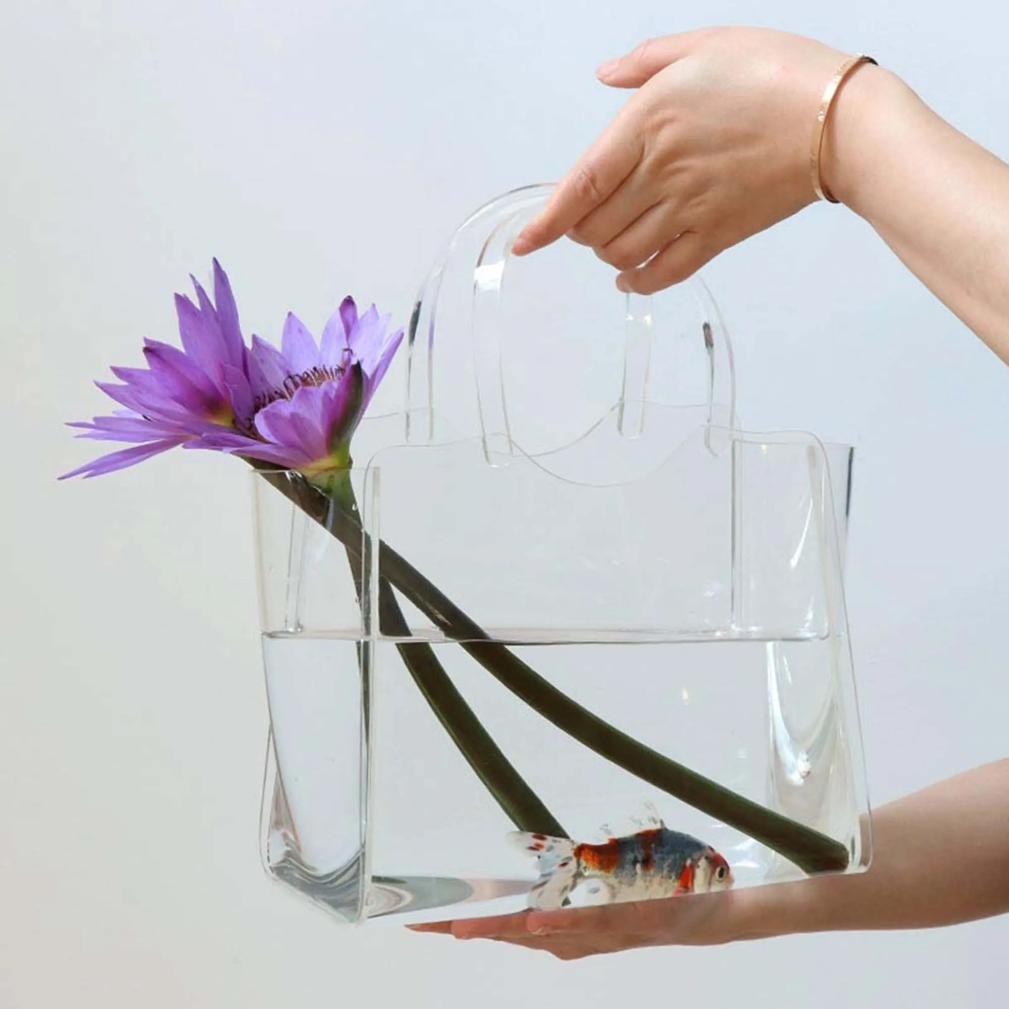 Net Celebrity Bubble Creative Handbag Bag Glass Vase Large Diameter Ins Fish Tank DecorationLiving Room Flower Arrangement