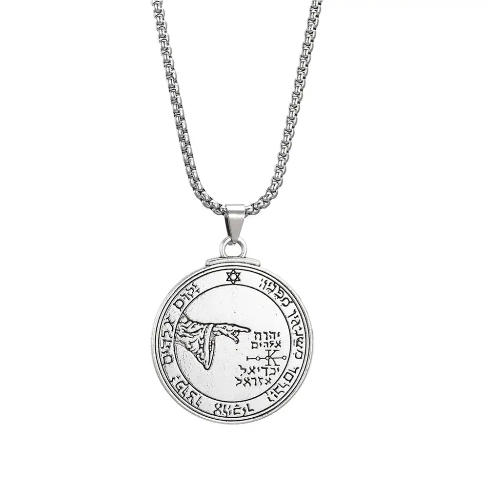 Fishhook Античный Серебряный Цвет пентакль Луны талисман ключ Соломона черный шнур