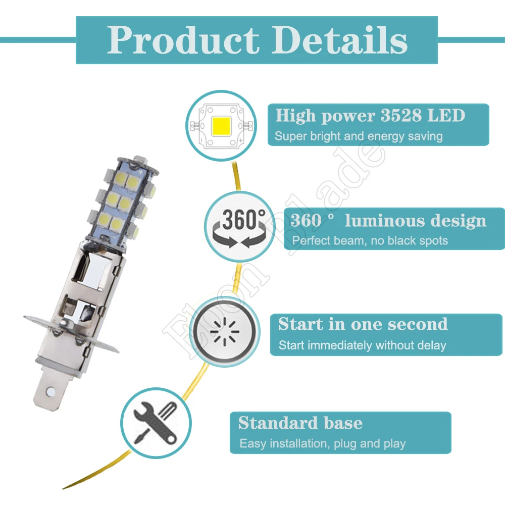 Пара светодиодных ламп H1 супер яркие лампы высокой мощности H3 25-SMD 3528
