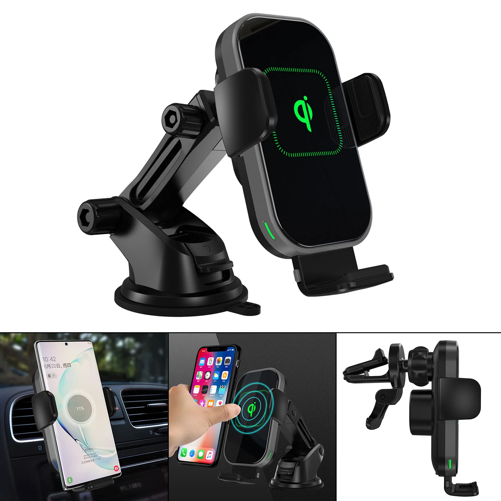 

Практичное беспроводное автомобильное зарядное устройство Qi 15 Вт, автомобильный держатель для телефона с быстрой зарядкой для сотовых тел...