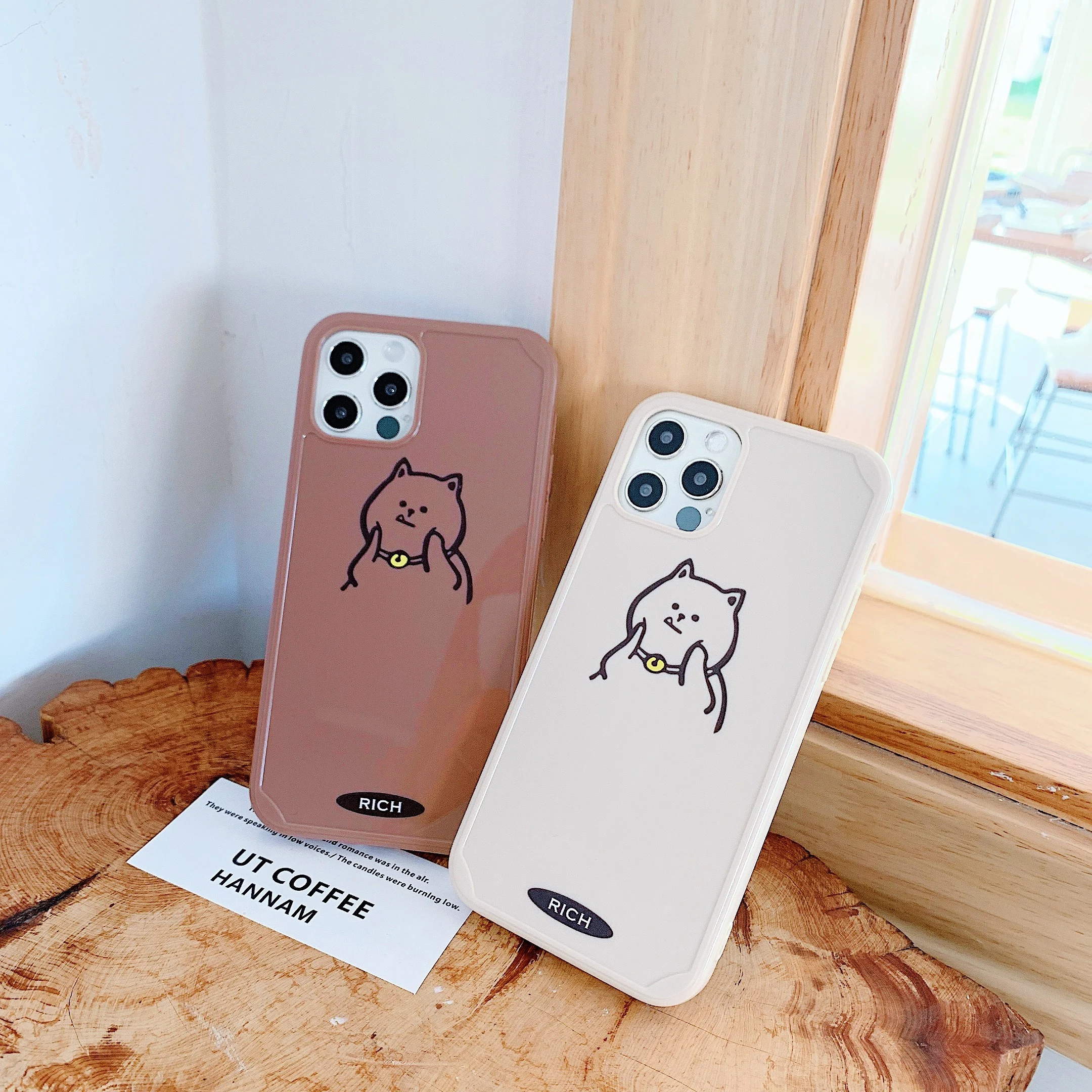 

Mobile phone shell Apple 11 Korean style cute cat Iphone 12 simple personality anti-drop silicone fashion female new