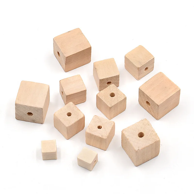

10pcs 20/25MM Unfinished Wooden Square Spacer Beads with 4MM Hole for Jewelry Necklace Creations, Crafts and DIY Projects