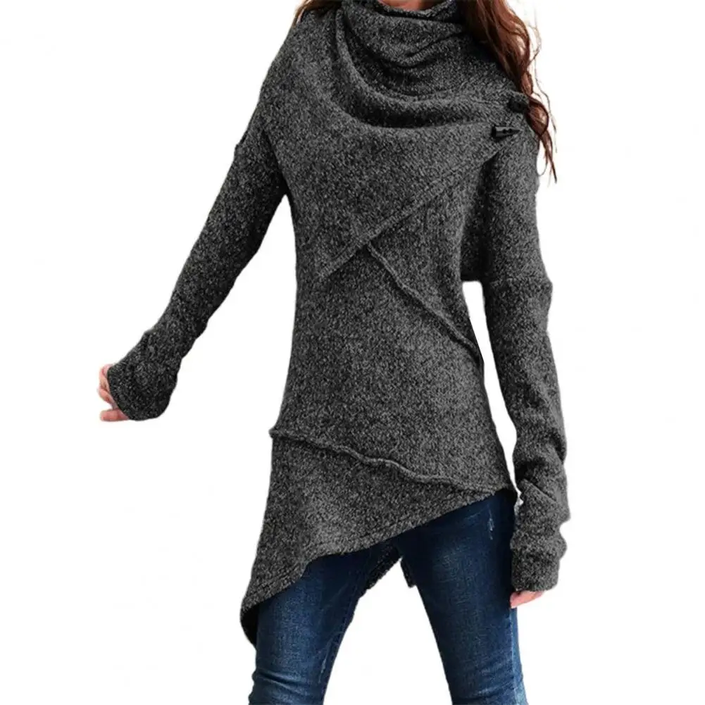 Женская водолазка в винтажном стиле осенне-зимний вязаный свитер однотонный