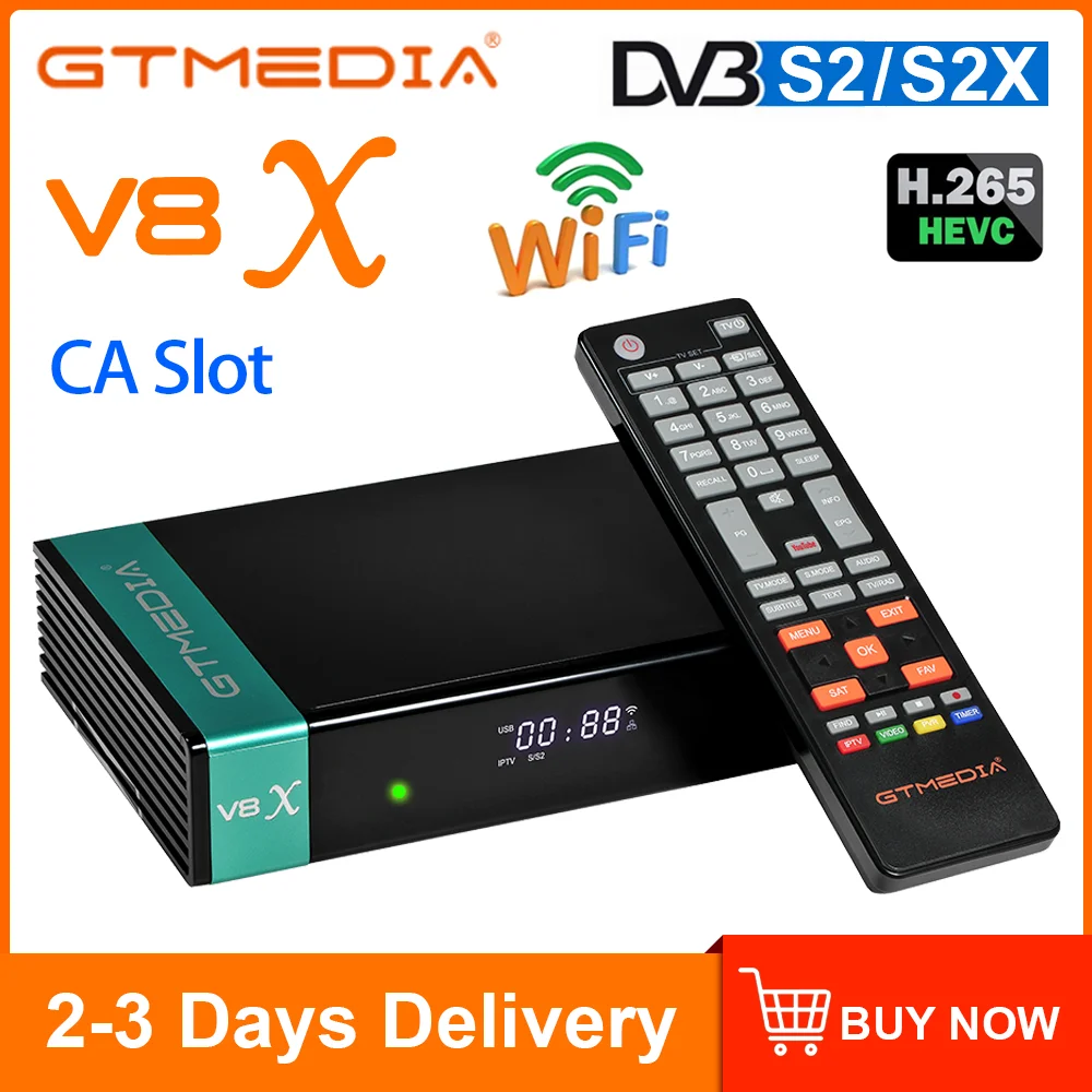 

Full HD Hot sale Gtmedia V8X/nova DVB-S2 Satellite Receiver V8X Upgrade Form Freesat V8 honor Support H.265 Built-in WiFi No App