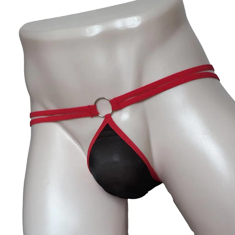 Мужское Прозрачное нижнее белье с красной сеткой и мешочком|Трусы-брифы| |