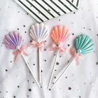 1 шт. блестящие топперы в виде ракушек для торта для детского дня свадьбы принадлежности для выпечки Прекрасный подарок Русалка на день рождения