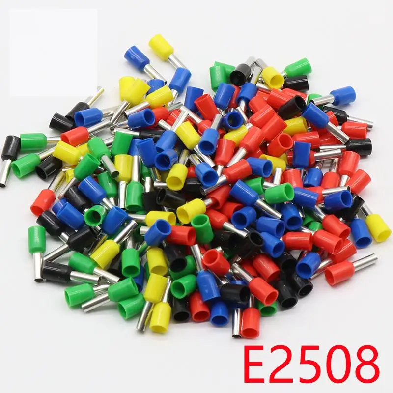 Терминалы изоляционные для трубки E2508 2.5MM2 100 шт./упак. Изолированный соединитель кабеля провода, изоляционный клеммный узел E-ON.