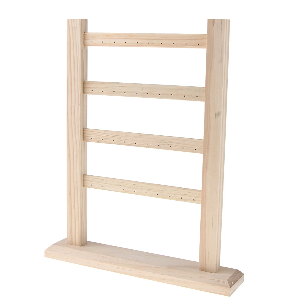 

Wooden Jewellery Organizer Rack Earrings Holder Necklace Bracelet Stand Rotating Keyring Display Storage