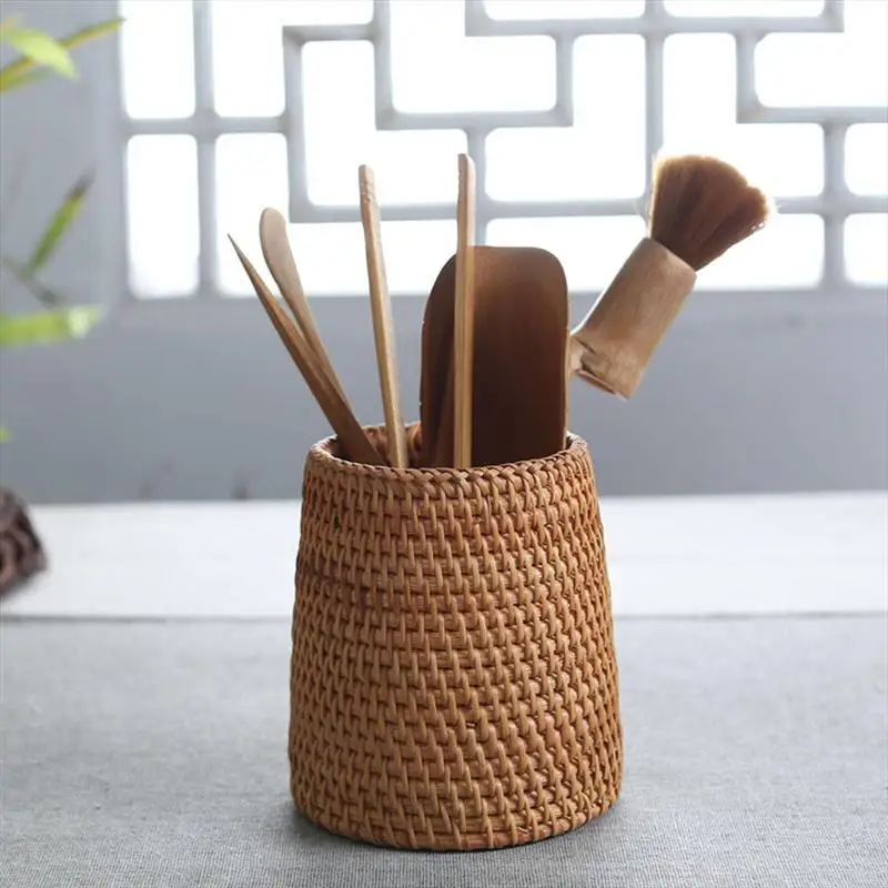 

Rattan Chopsticks Tube Shovel Spoons Bucket Dinner Knives Forks Tableware Storage Box Home Storage Baskets Organizer