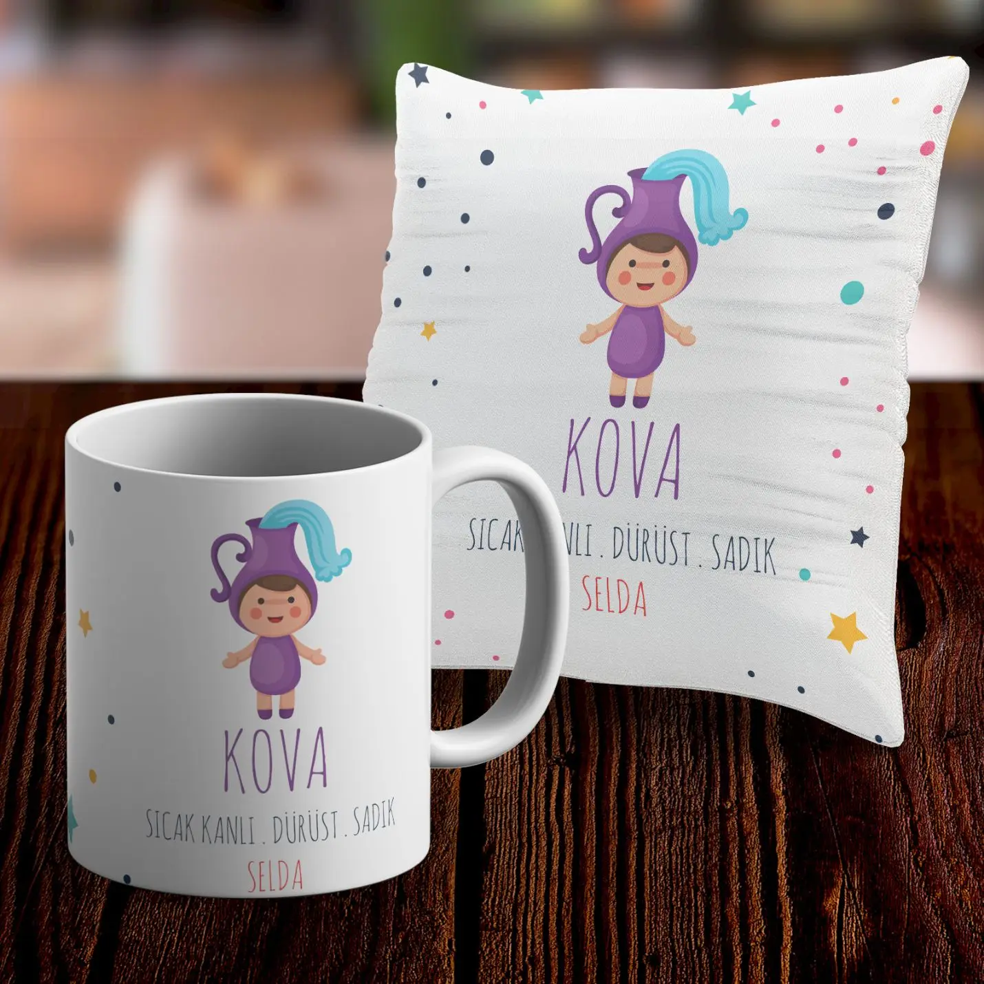 

Personalized Bucket Bushing Themed Mug and Pillow Case