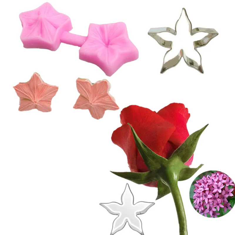 Набор из 2 частей пятиконечная звезда цветок силиконовая форма Роза Остина