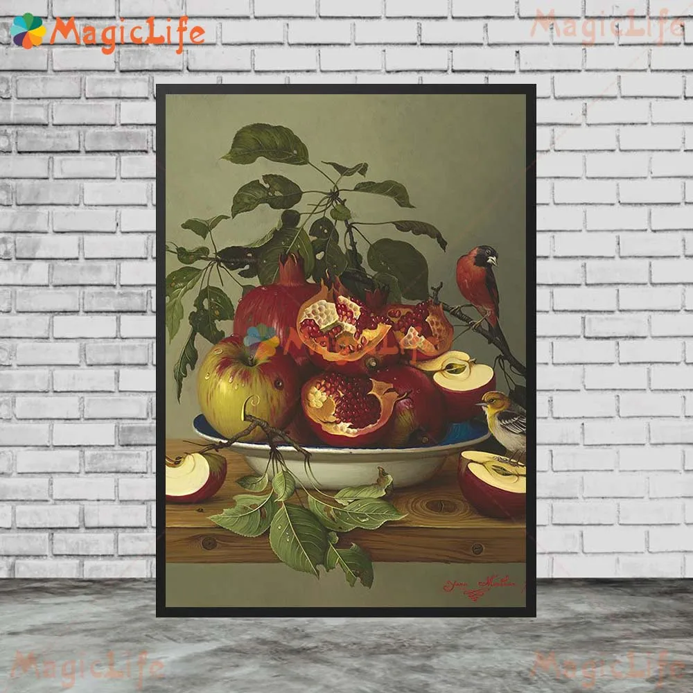 Постеры с изображением фруктов натюрморта яблока граната настенные картины для