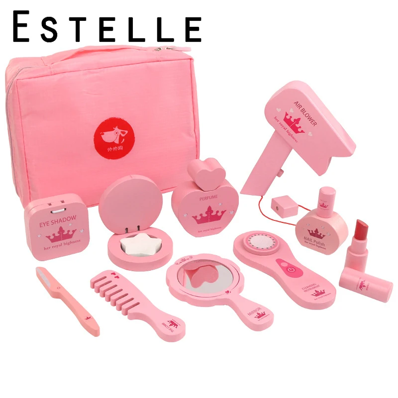 Девочка Макияж игрушки Моделирование игровой дом деревянный комод принцесса