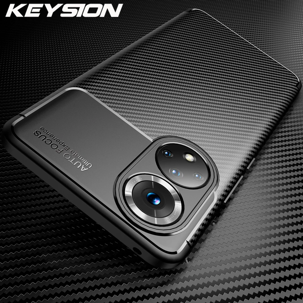 keysion shockproof case for honor 50 lite 50 pro view 40 carbon fiber texture silicone phone back cover for huawei nova 8i 9 pro free global shipping