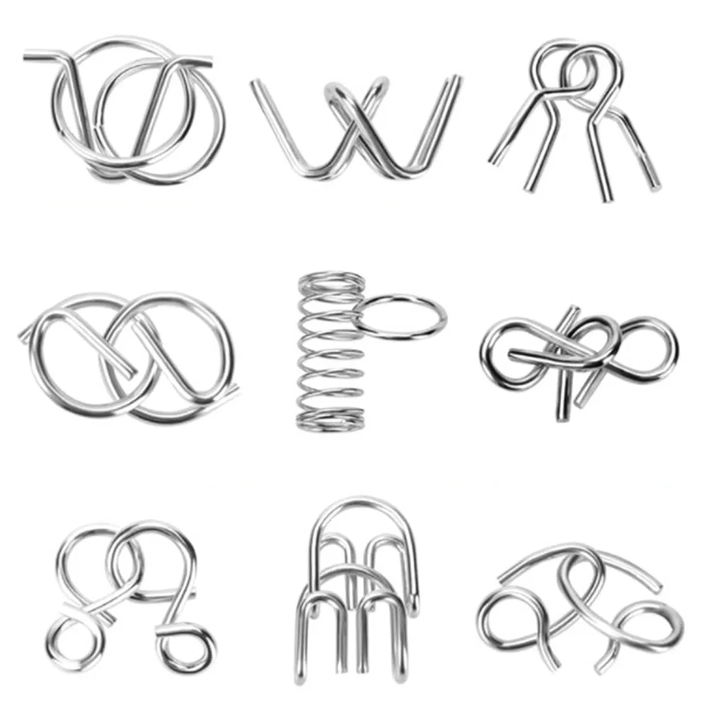 20pcs Logic Game Chinese Ring IQ Toys Interlock Adults Kids Funny Mind Test Gift Brain Teaser Set Party Challenging Metal Wire | Игрушки и