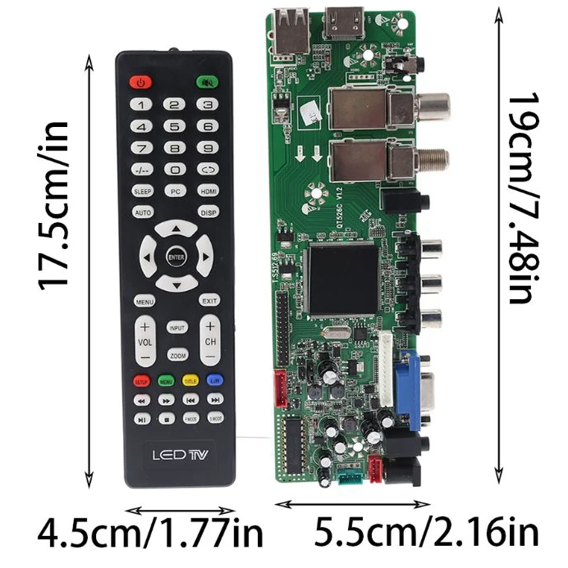 

DVB-S2 DVB-T2 Digital Signal ATV Maple Driver LCD Remote Control Board Launcher Universal Dual USB QT526C with 7 Key