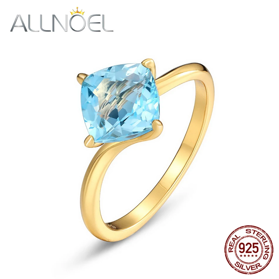 

ALLNOEL Solid 925 Sterling Silver Topaz Ring For Women 100% Natural Gemstone Fine Jewelry Adjustable Rings 2021 New For You