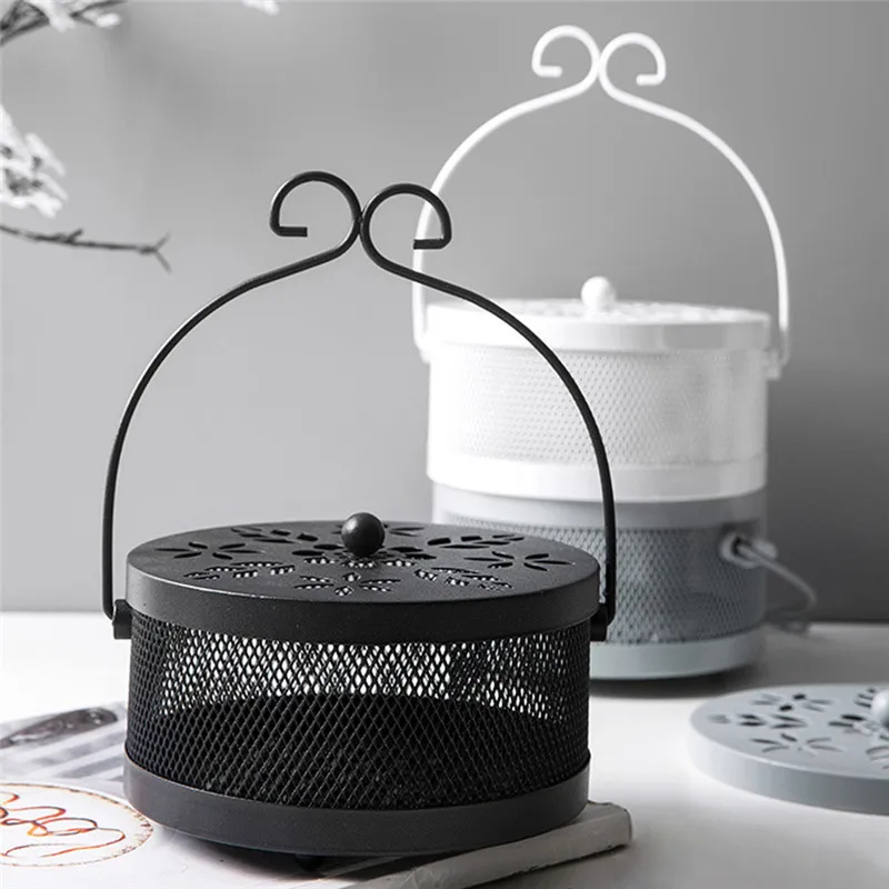 

Creative Metal Hollow Floral Mosquito Coil Holder Case Garden Burner Insect Repellent Box 2021 New
