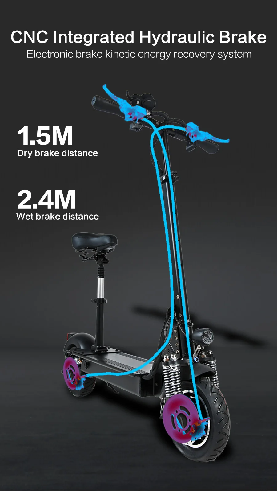 Janobike электрический скутер двойной привод 52в 2000 Вт с сиденьем 10 дюймов дорожные шины складной электрический мотоцикл педаль adultfree