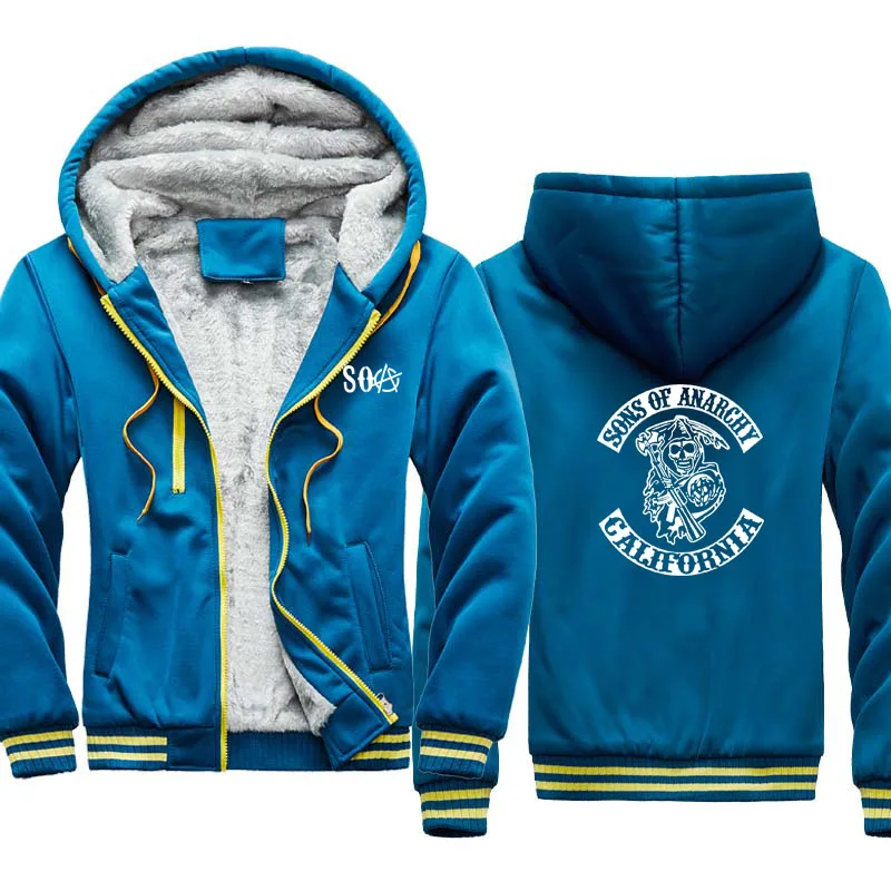 

SOA Sons of anarchy the child Fashion Skeleton Men Sportswear Zipper Hoodies Male Sweatshirt