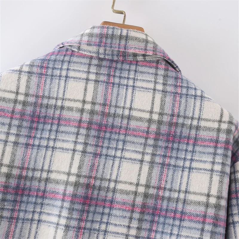

New Casual Women Plaid Single Breasted Jackets Nice Summer New Ladies Turn-down Collar Woolen Coats Girls Chic Outwear