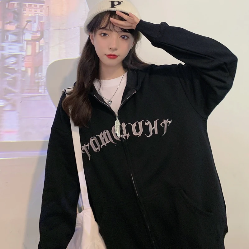 

Женские свитшоты в японском стиле Harajuku Ulzzang, винтажный Повседневный Свободный свитшот с надписью, Женская Корейская одежда для женщин