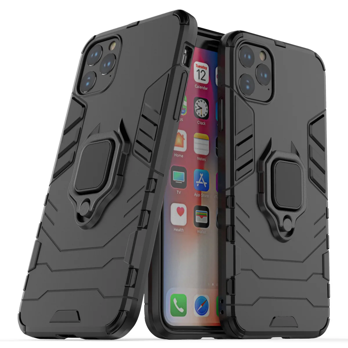 

Luxury Armor Soft Shockproof Case for iphone 13 11Pro Max 12mimi XR XS X 8 7 6Plus 5S SE 5C Silicone Car Holder Ring phone cover