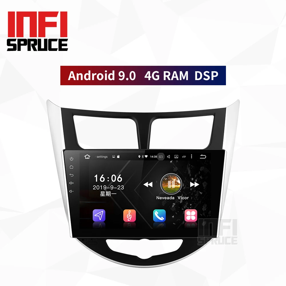 Автомобильный dvd проигрыватель для Hyundai Solaris accent Verna i25 4 Гб ОЗУ IPS Android 9 0 gps