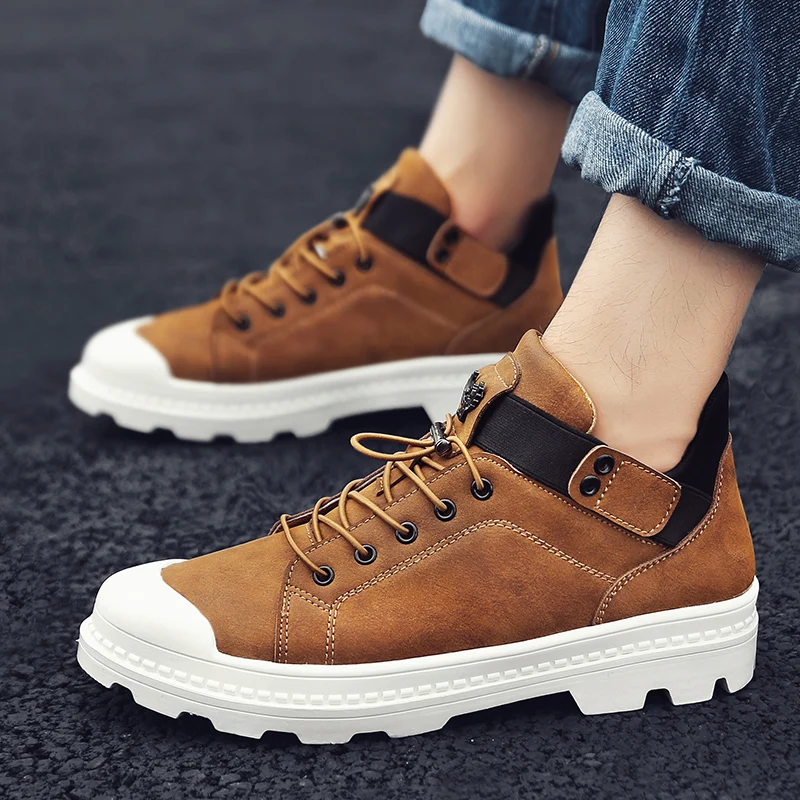 2019 ботинки мужские зимние из натуральной кожи повседневные весенние ботильоны %