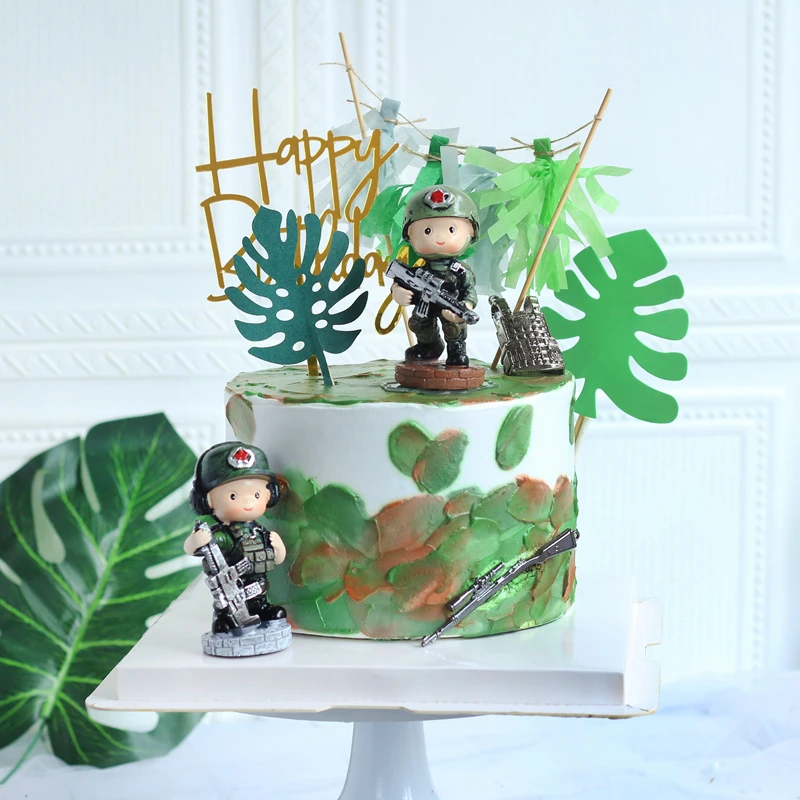 

Special Forces Boy Favor Hero Cops Cake Topper Male God Happy Birthday Card Dessert Table Dress Up Soldier Accessories Doll Gift