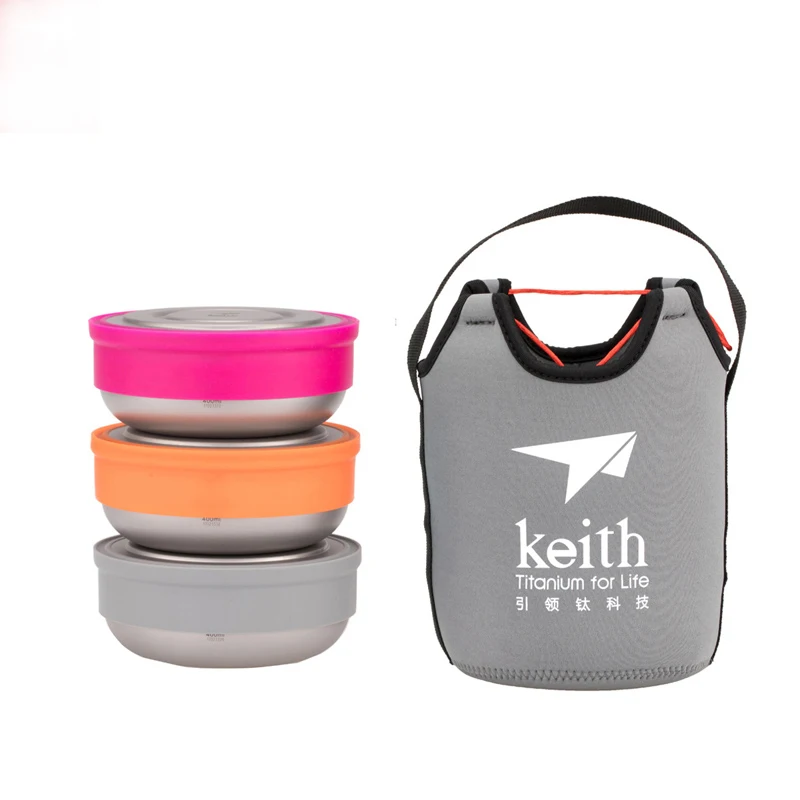 

3 шт./компл. титановая миска, изолированный Ланч-бокс для путешествий, пикника, необходимая термообеденная коробка унисекс, Нетоксичная бакт...