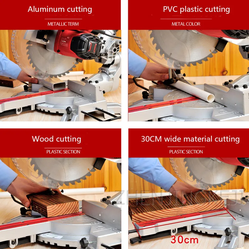 

220V High Power Miter Saw 10 Inches Multifunction Push Rod Wood Cutting Machine Laser Positioning Electrical Tools Trolley Saw