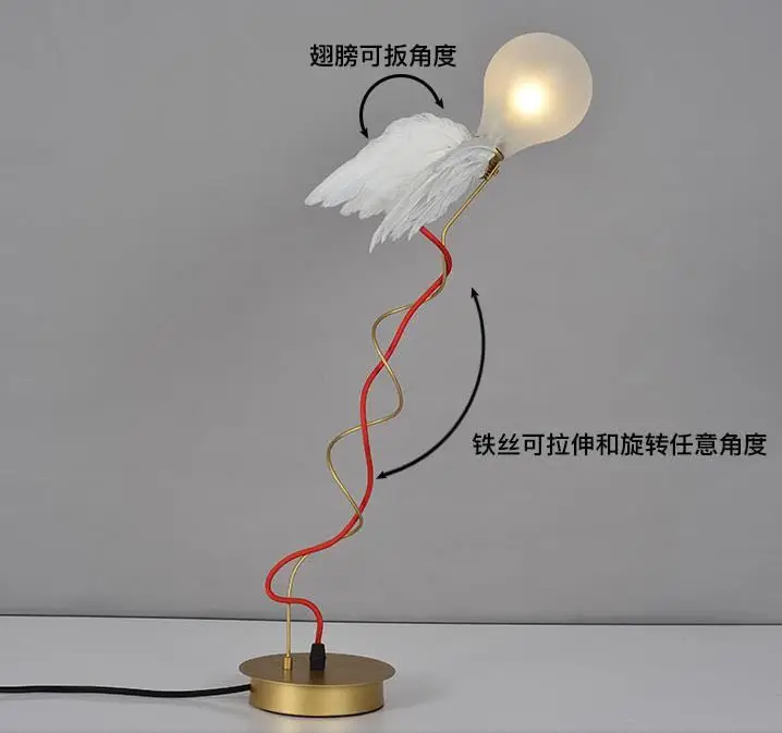 

Postmodern angel wing wing lamp Bird Dove Nordic creative bulb cute wall lamp