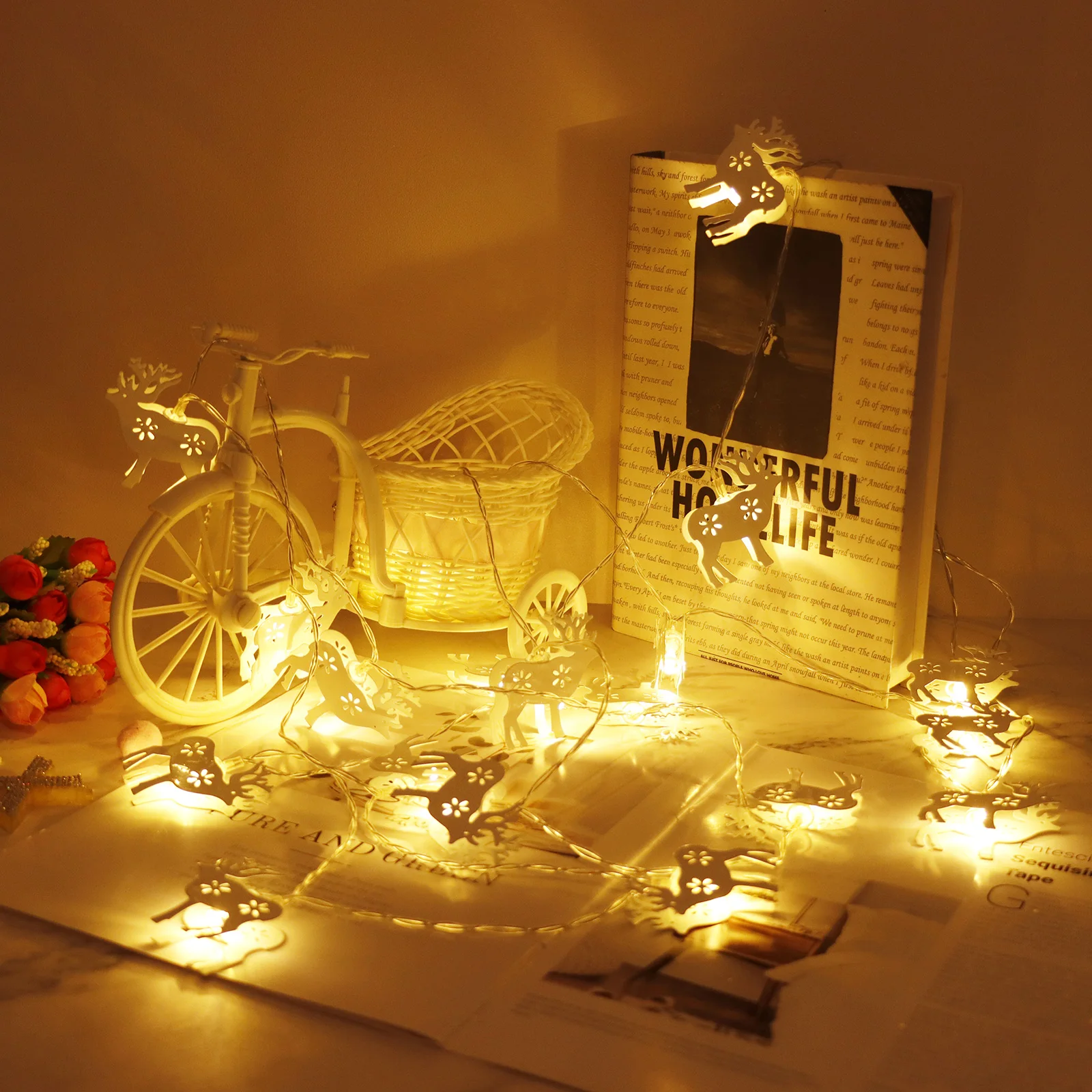 

Рождественская декоративная гирсветильник Deerlet, 3 м, 20 светодиодов, Рождественское украшение, теплый белый свет для дома, 2021, Рождественское ...