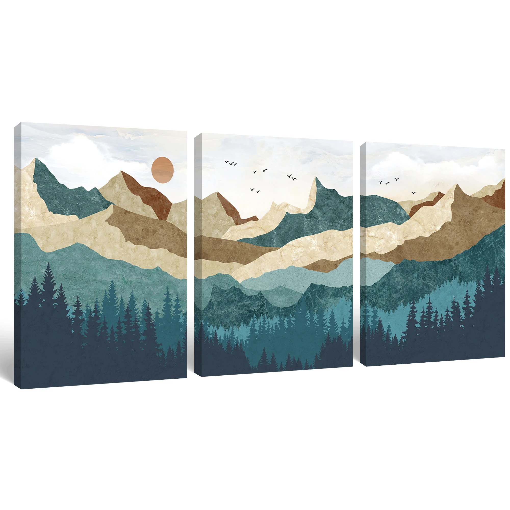 

Wall Art Landscape Canvas Painting Blue Mountains Posters for Nordic Bathroom Living Room Home Wall Decor Pictures Farmhouse