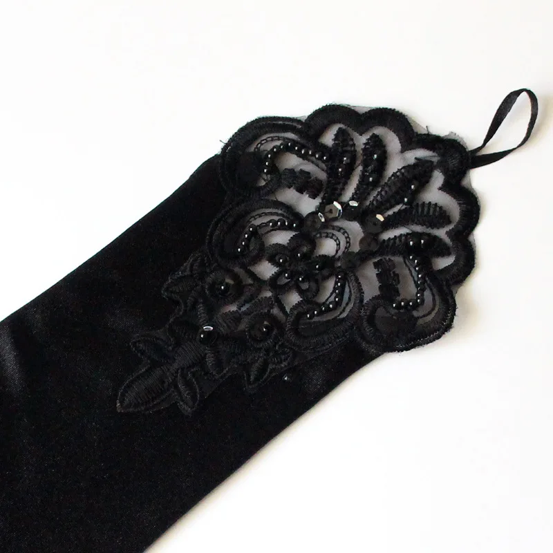 

Women's Elbow Length Gloves Sexy Black Long Satin Fingerless Gloves For Ladies Girls Hand Gloves Club Party Accessories
