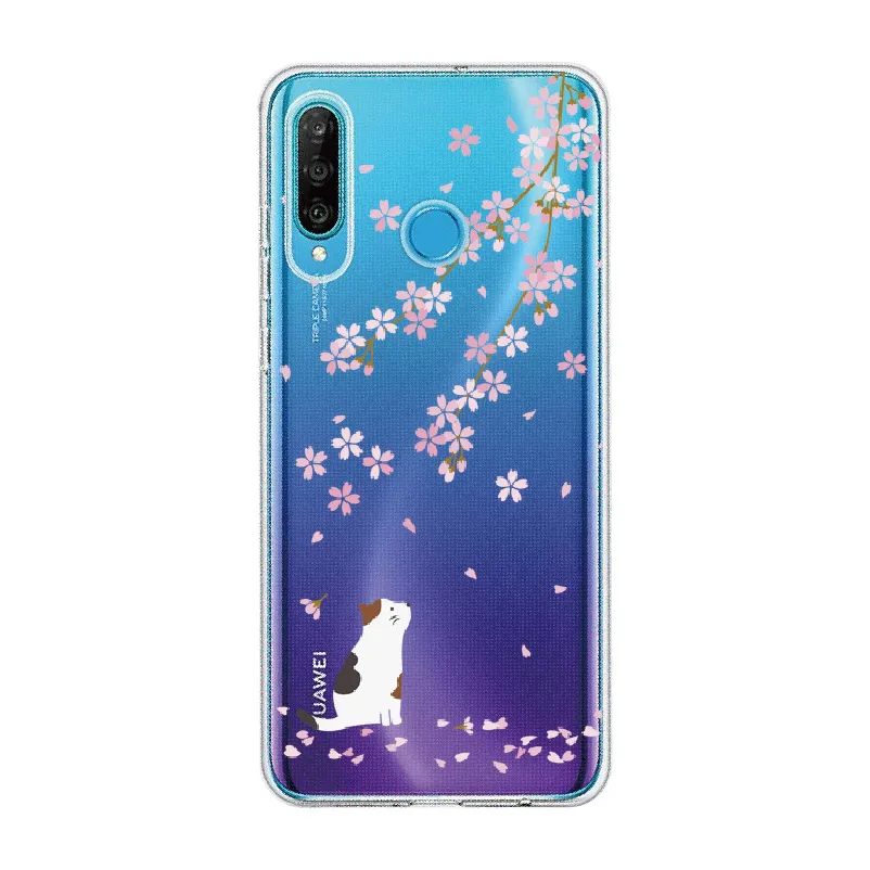 Koi Fish Cherry Blossom Lucky Cat для huawei Honor mate 10 20 Nova P20 P30 P40 P умный мягкий кристально тонкий