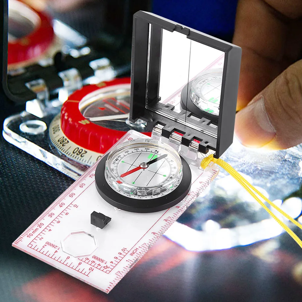 

Multifunctional Compass With Mapping Ruler And Mirror Emergency Kits Suitable For Outdoor Activities Camping Map Readings